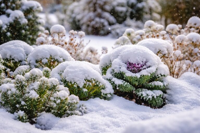 czy śnieg chroni rośliny zimujące w ogrodzie