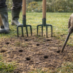 Napowietrzanie trawnika widłami i ręczne nakłuwanie gleby w ogrodzie
