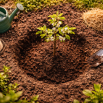 jak sadzić drzewka owocowe młoda sadzonka w ziemi ogród wiosną